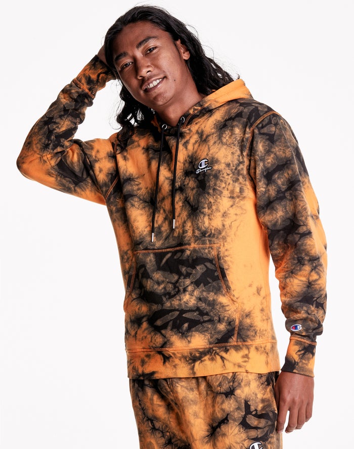 Champion Mens Hoodie NZ - Galaxy Dye Embroidered C & Script Applique Orange/Black ( 9358-RJUCO )